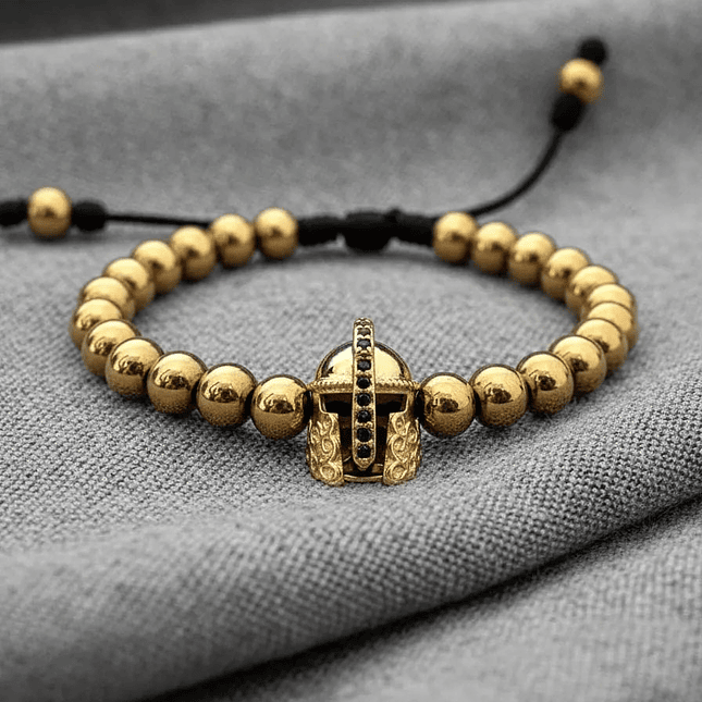 Pulsera Hombre Casco Espartano Acero Rodio 3