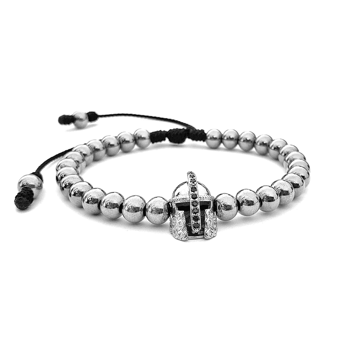 Pulsera Casco Espartano Acero Rodio 4