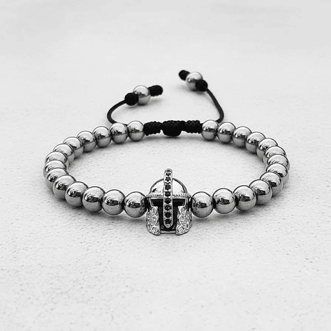 Pulsera Hombre Casco Espartano Acero Rodio 8