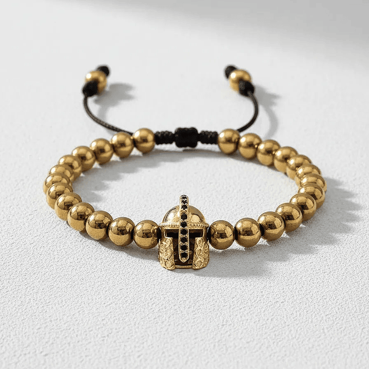 Pulsera Casco Espartano Acero Rodio 7