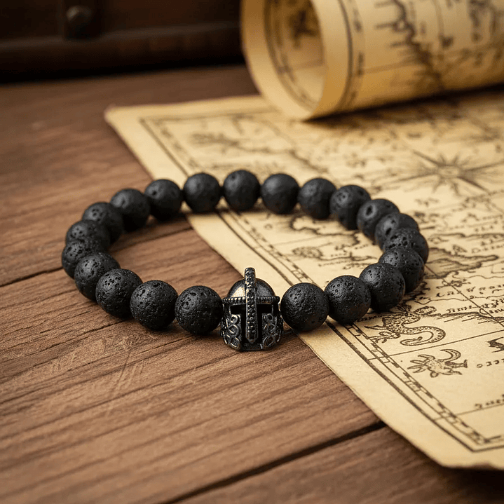 Pulsera Casco Espartano Piedra Volcánica 11