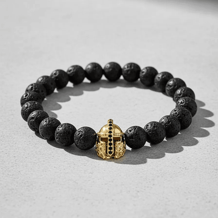 Pulsera Casco Espartano Piedra Volcánica 5