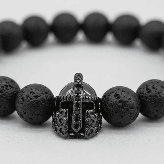 Pulsera Hombre Casco Espartano Piedra Volcánica 12
