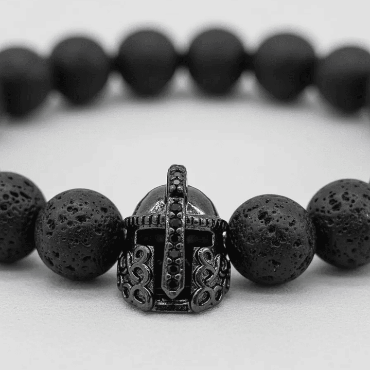 Pulsera Casco Espartano Piedra Volcánica 12