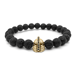 Pulsera Hombre Casco Espartano Piedra Volcánica