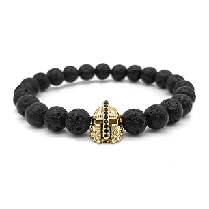 Pulsera Hombre Casco Espartano Piedra Volcánica