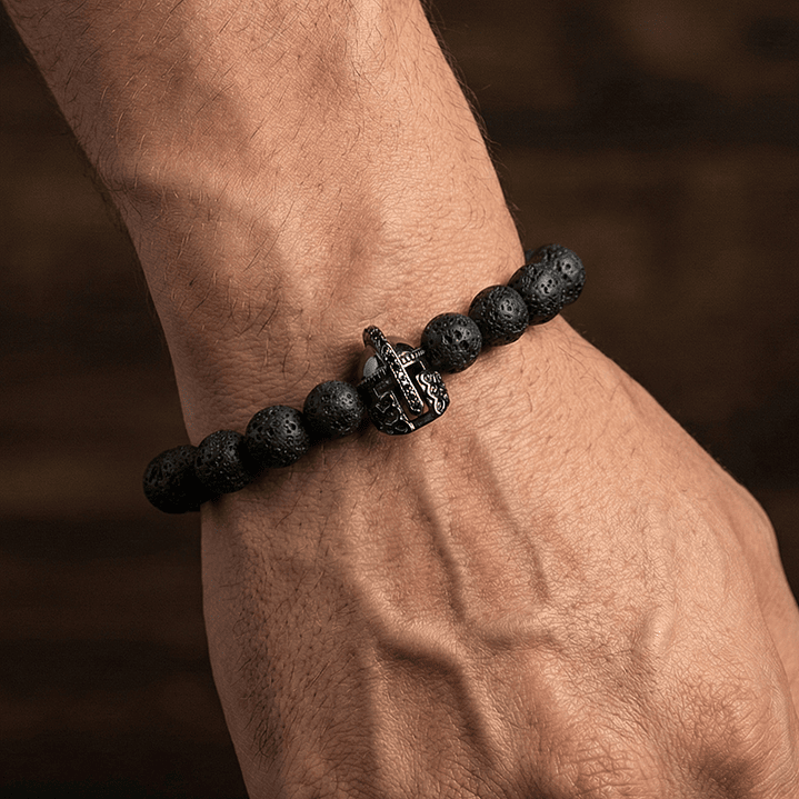 Pulsera Casco Espartano Piedra Volcánica 10