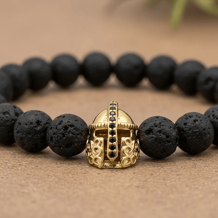 Pulsera Casco Espartano Piedra Volcánica 6