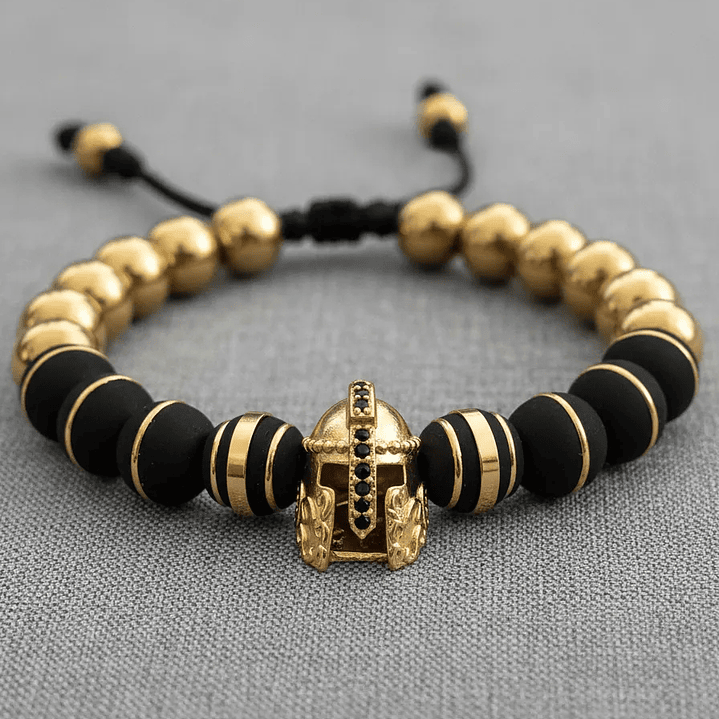 Pulsera Casco Espartano Acero Neopreno Rodio 5