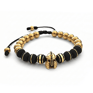 Pulsera Hombre Casco Espartano Acero Neopreno Rodio