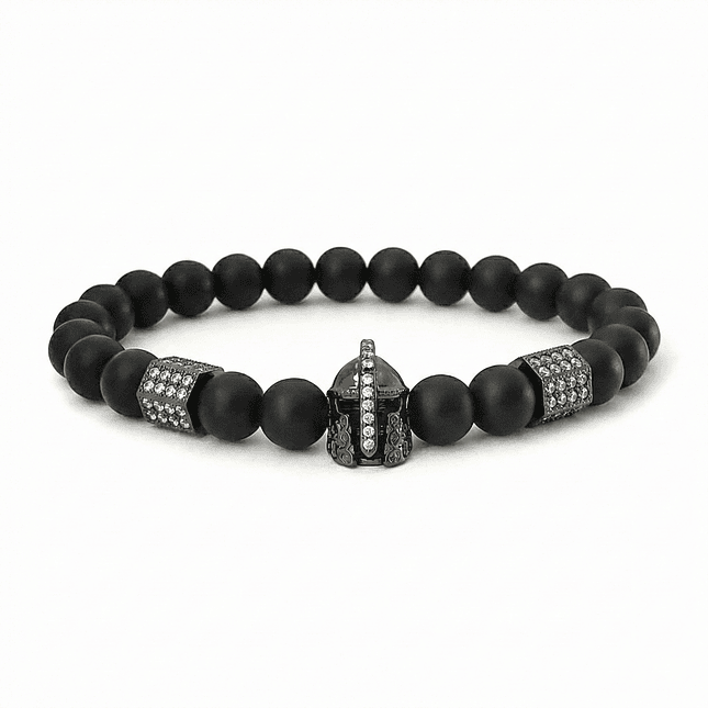 Pulsera Hombre Piedra Ónix Mate Casco Espartano 1