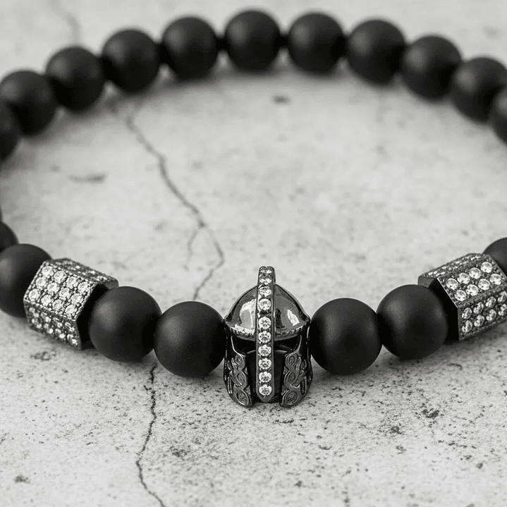 Pulsera Hombre Piedra Ónix Mate Casco Espartano 4