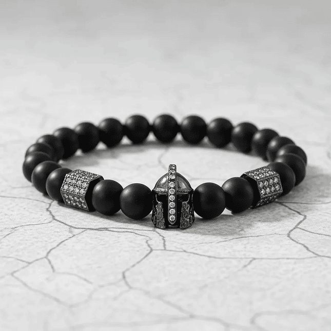 Pulsera Hombre Piedra Ónix Mate Casco Espartano 3
