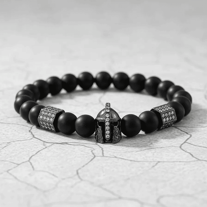Pulsera Hombre Piedra Ónix Mate Casco Espartano 3