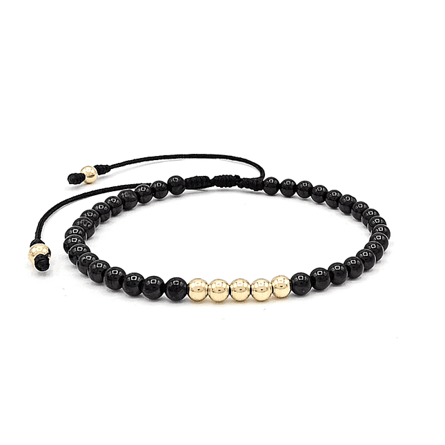 Pulsera Piedra Turmalina Negra Oro Laminado 18k (4mm) 1