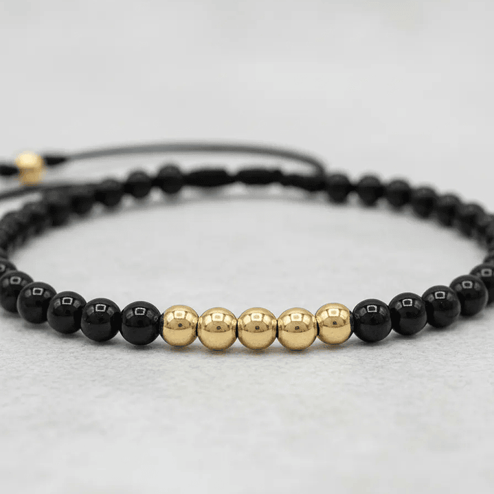 Pulsera Piedra Turmalina Negra Oro Laminado 18k (4mm) 4