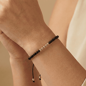 Pulsera Piedra Turmalina Negra Oro Laminado 18k (4mm)