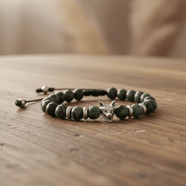 Pulsera con Jaspe Kambaba Acero y Lobo 4