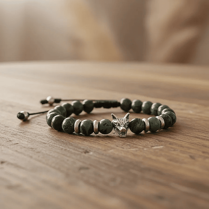 Pulsera con Jaspe Kambaba Acero y Lobo 4