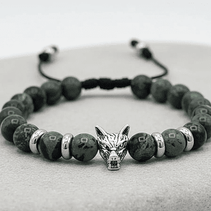 Pulsera con Jaspe Kambaba Acero y Lobo