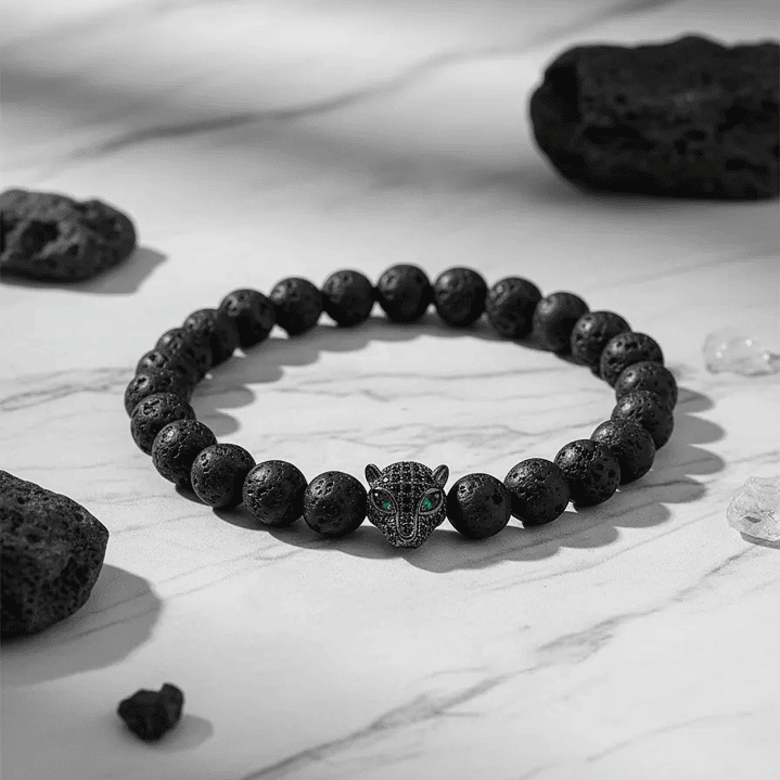 Pulsera Hombre Leopardo Piedra Volcánica 8mm 7