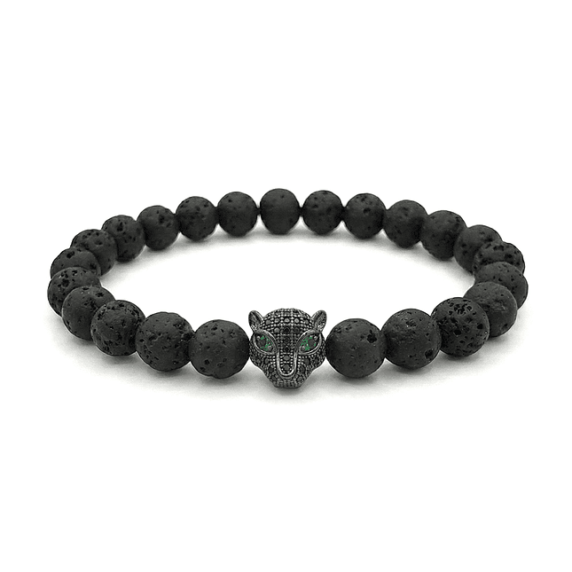 Pulsera Hombre Leopardo Piedra Volcánica 8mm 2
