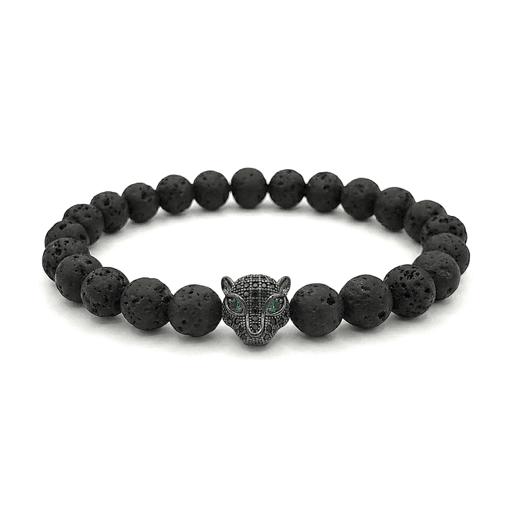 Pulsera Hombre Leopardo Piedra Volcánica 8mm 2