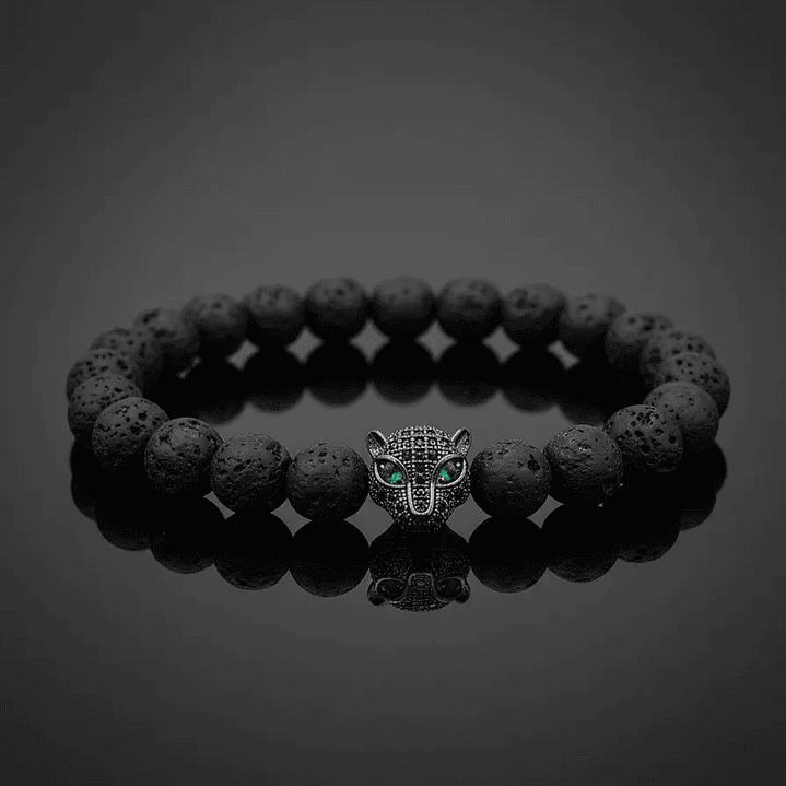 Pulsera Hombre Leopardo Piedra Volcánica 8mm 8