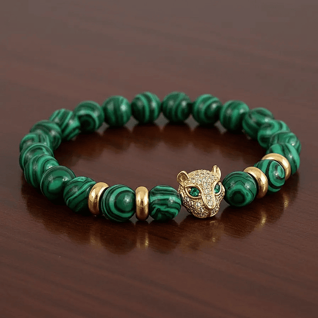 Pulsera Hombre Leopardo con Piedra Malaquita 8mm 4