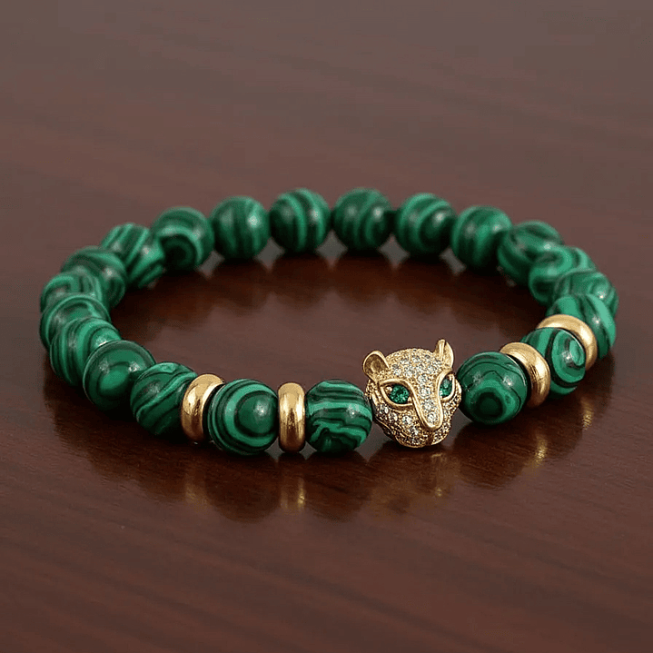 Pulsera Hombre Leopardo con Piedra Malaquita 8mm 4