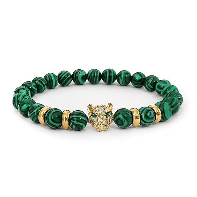 Pulsera Hombre Leopardo con Piedra Malaquita 8mm 1