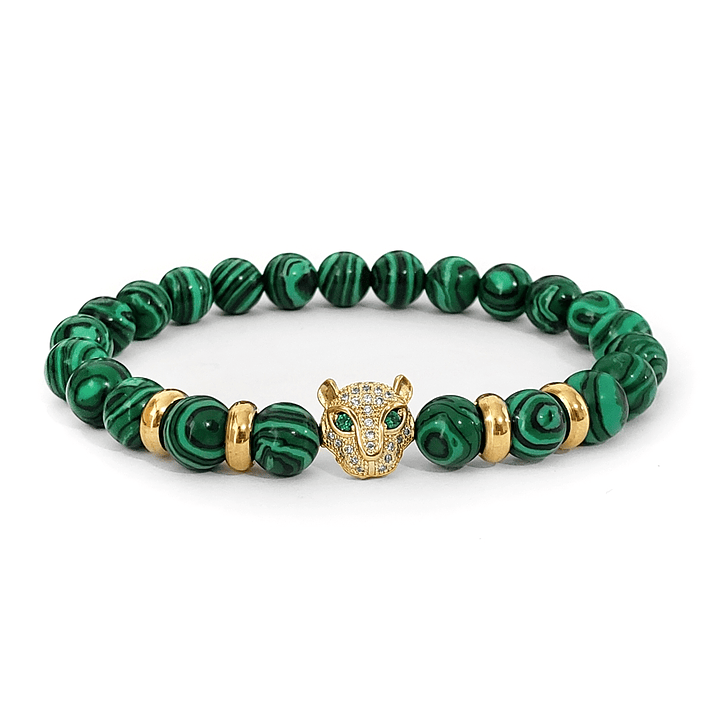Pulsera Hombre Leopardo con Piedra Malaquita 8mm 1