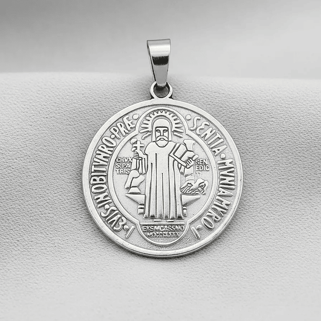Medalla San Benito de Abad Grande Acero  4