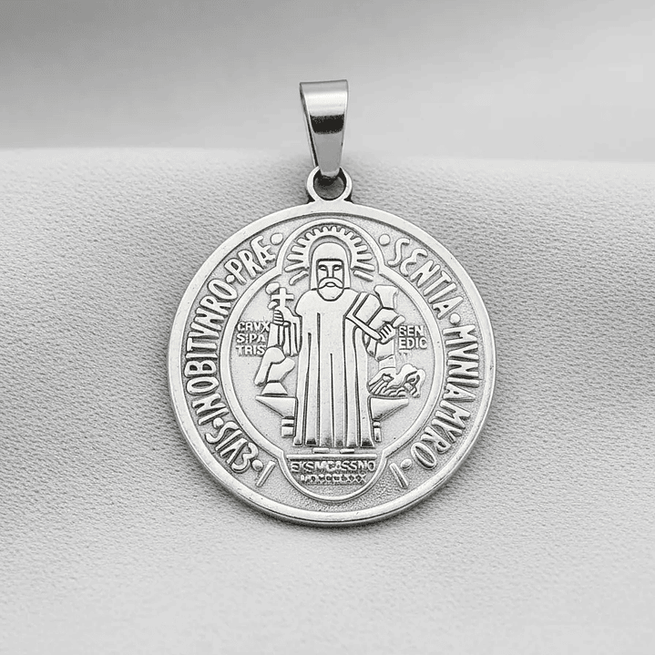 Medalla San Benito de Abad Grande Acero  4