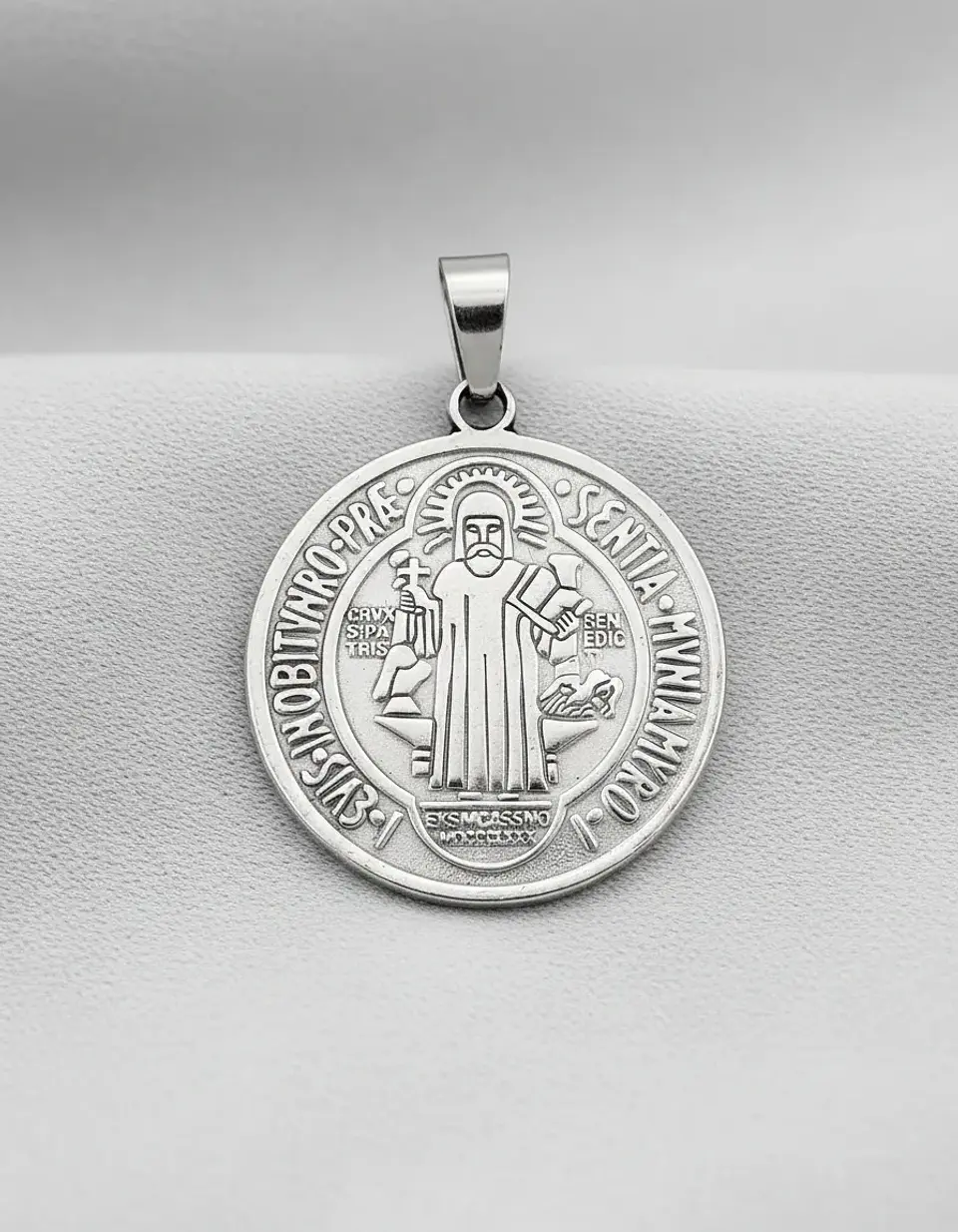 Medalla San Benito de Abad Grande Acero  4