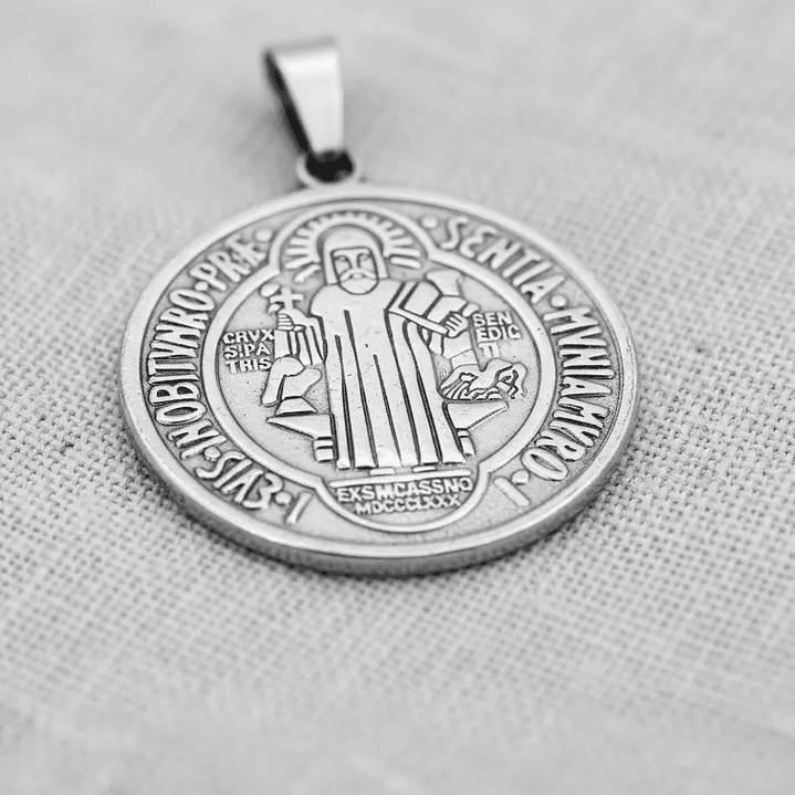 Medalla San Benito de Abad Grande Acero  3