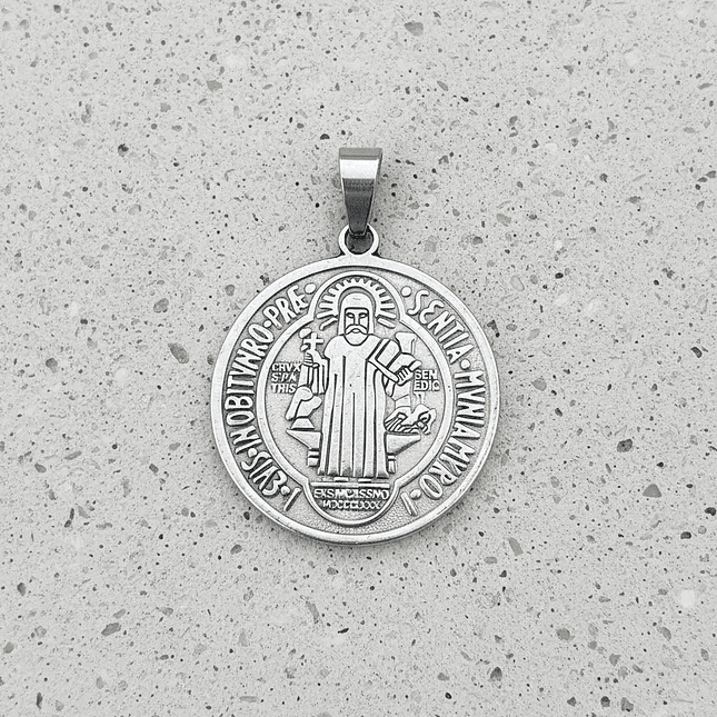 Medalla San Benito de Abad Grande Acero  5