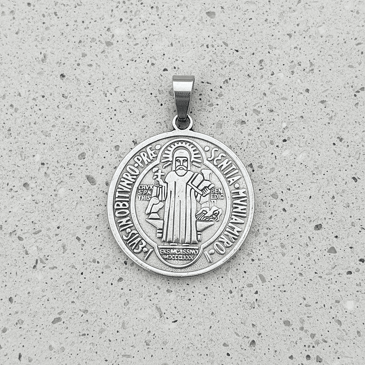 Medalla San Benito de Abad Grande Acero  5