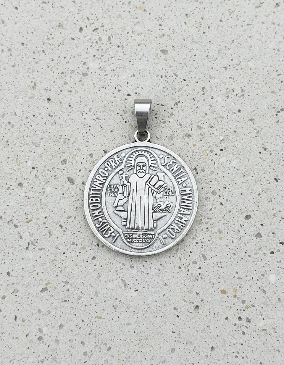 Medalla San Benito de Abad Grande Acero  5