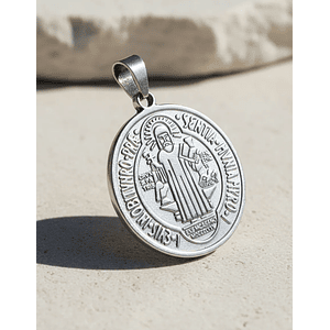 Medalla San Benito de Abad Grande Acero 