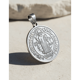 Medalla San Benito de Abad Grande Acero 