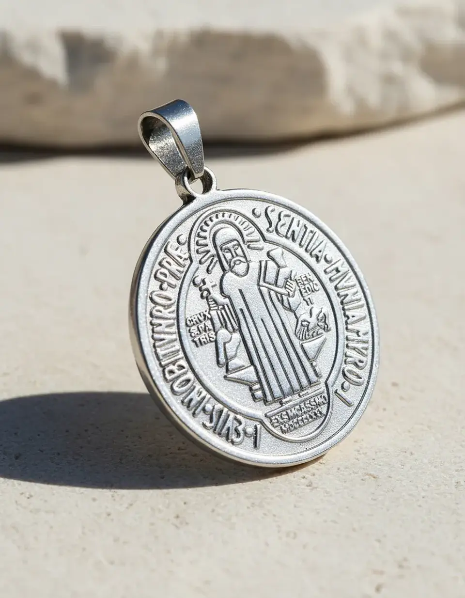 Medalla San Benito de Abad Grande Acero  2