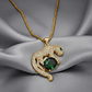Cadena Collar Leopardo Acero Dorado Cristal Verde - Miniatura 2