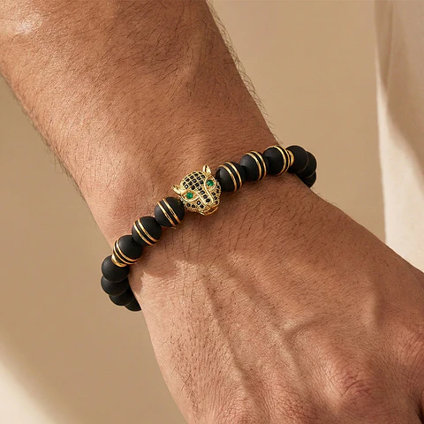 Pulsera Hombre Leopardo Neopreno Acero