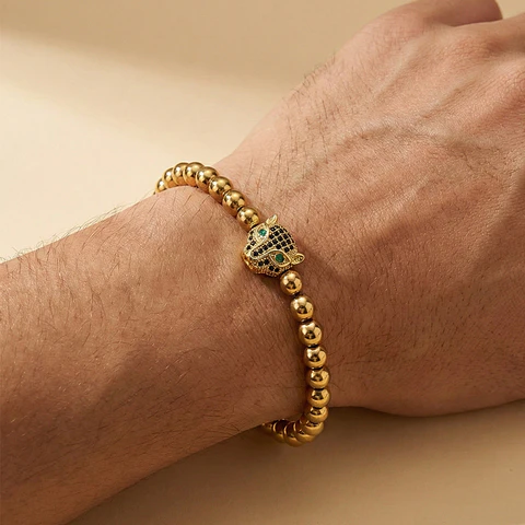 Pulsera Hombre Leopardo Acero Inoxidable (6mm)