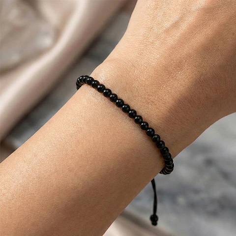 Pulsera Piedra Turmalina Negra Natural 4mm
