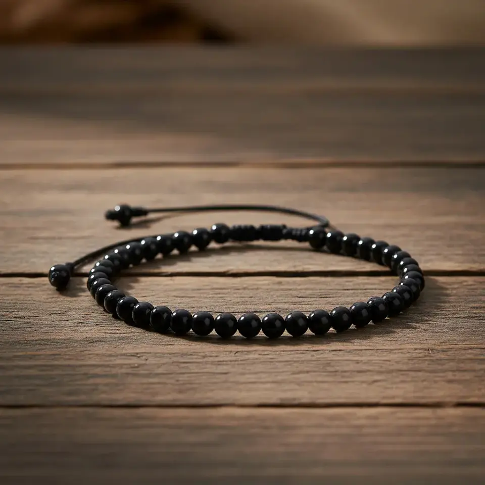 Pulsera Piedra Turmalina Negra Natural 4mm 3