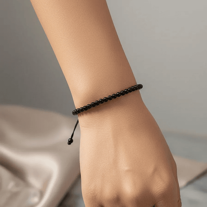 Pulsera Piedra Turmalina Negra Natural 4mm 4