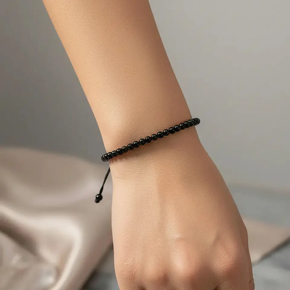 Pulsera Piedra Turmalina Negra Natural 4mm 4
