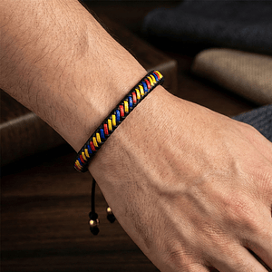 Pulsera Cuero Trenzado Tricolor Colombia